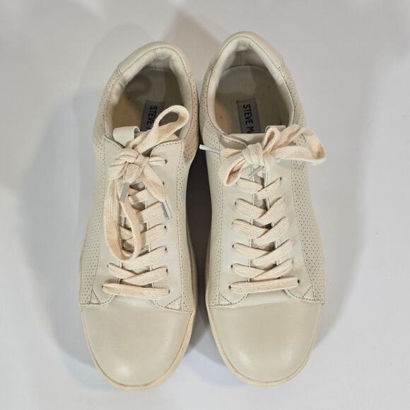 L Steve Madden Dodger Sneaker Women's Cream Beige Size 9 Neutral Vintage Vibe - Picture 4 of 8